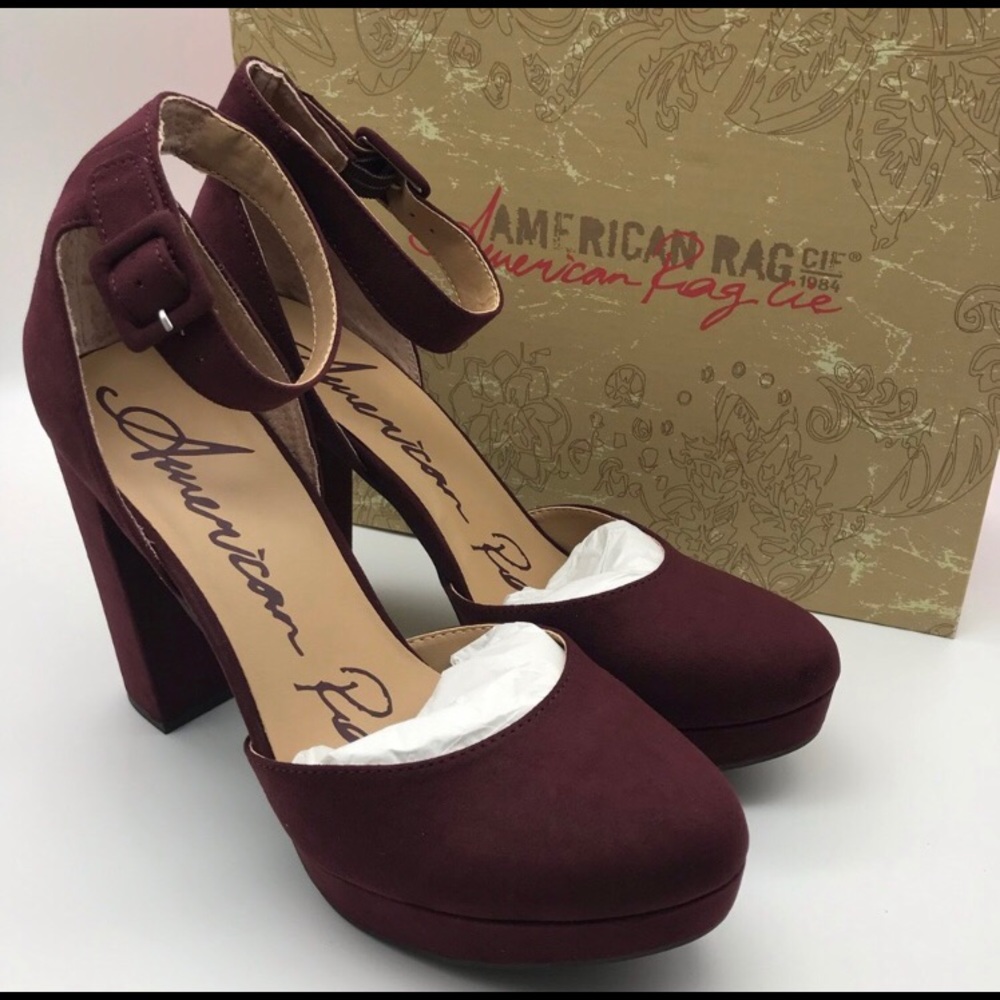 American Rag Plum suede ankle strap heels 8.5